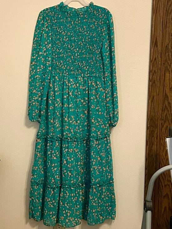 Dresses & Skirts - Women’s Teal Floral Dress, Size Small, EUC